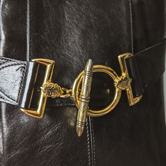 🇫🇷 RARE 1980s Luxury Texier ⚫ Leather Ring Buckle Crossbod Shoulder Bag France - Picture 14 of 16